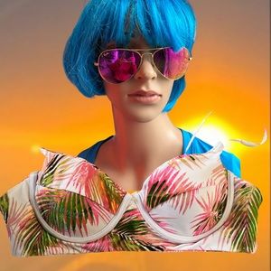 Tori Praver Bikini Top XL Tropical Pink White